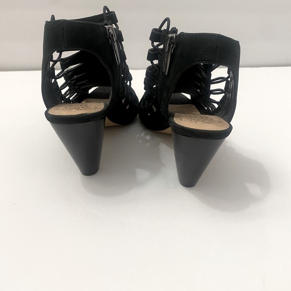 NEW!  Vince Camuto Eliaz 7.5  black Caged Peep Toe Heel with Zipper - Picture 5 of 16